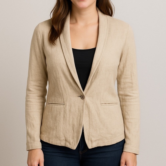 ⚪️ 🌿 Old navy linen blend beige blazer - Picture 1 of 6